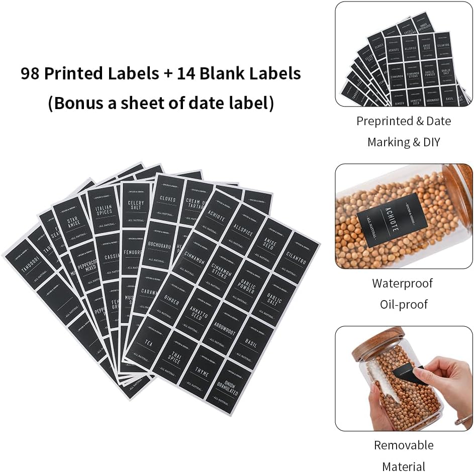 25 OZ Glass Jars 6 Pack with 112 Labels, Clear Glass Storage Containers Food Canisters with Wood Lids