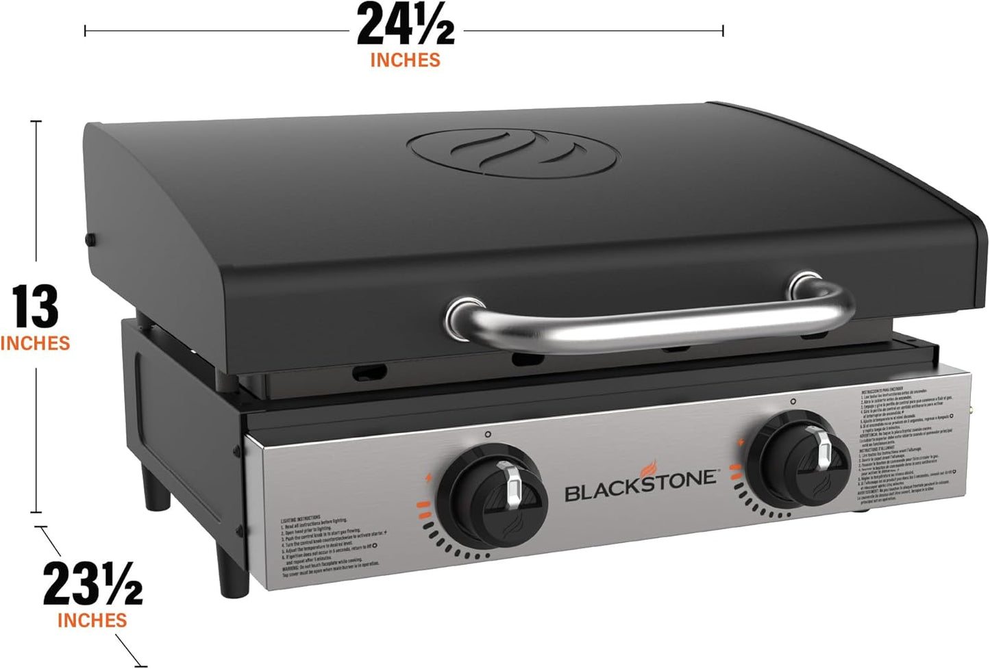 Blackstone 1813 Original 22” Tabletop Griddle with Hood and Stainless Steel Front Plate, Powder Coated Steel, Black
