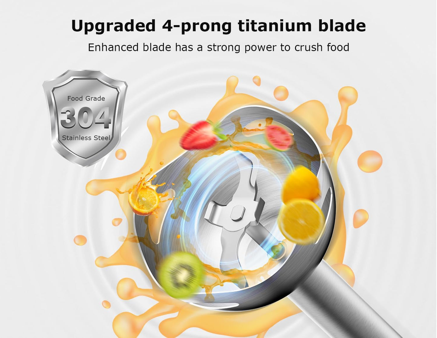 Bonsenkitchen Hand Blender, Immersion Blender with 2 Mixing Speed, Portable Electric Handheld Stick Mixer with Stainless Steel Blades for Soup, Smoothie, Puree, Baby Food, Red