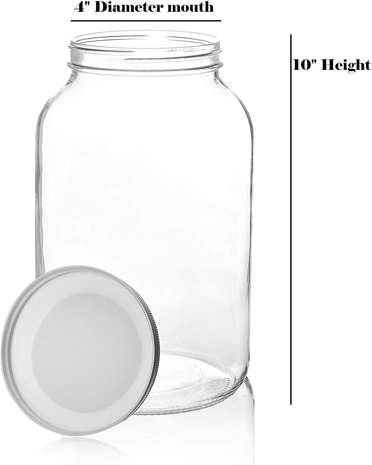 kitchentoolz 1 Gallon Glass Jar with Lid – Wide Mouth Large Glass Jar for Fermenting, Pickling, Canning, Water Glassing Eggs, Kombucha, and Food Storage – BPA-Free, Made in USA (2-Pack)