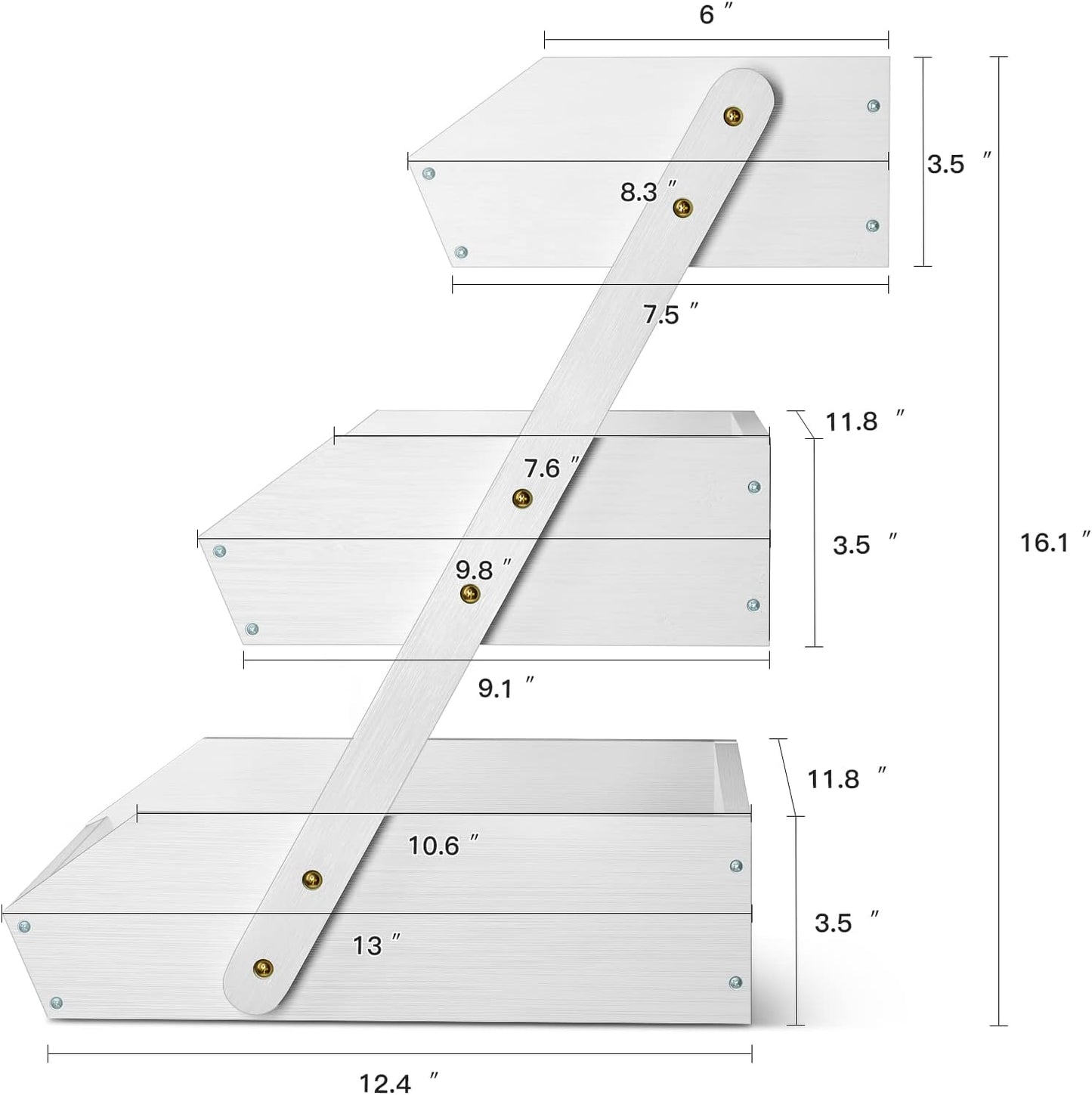G.a HOMEFAVOR Fruit Basket for Kitchen, 3-Tier Fruit Bowl for Kitchen Counter, Vegetable Storage Stand for Fruit Shop, 15 mm Thickness (WHITE)