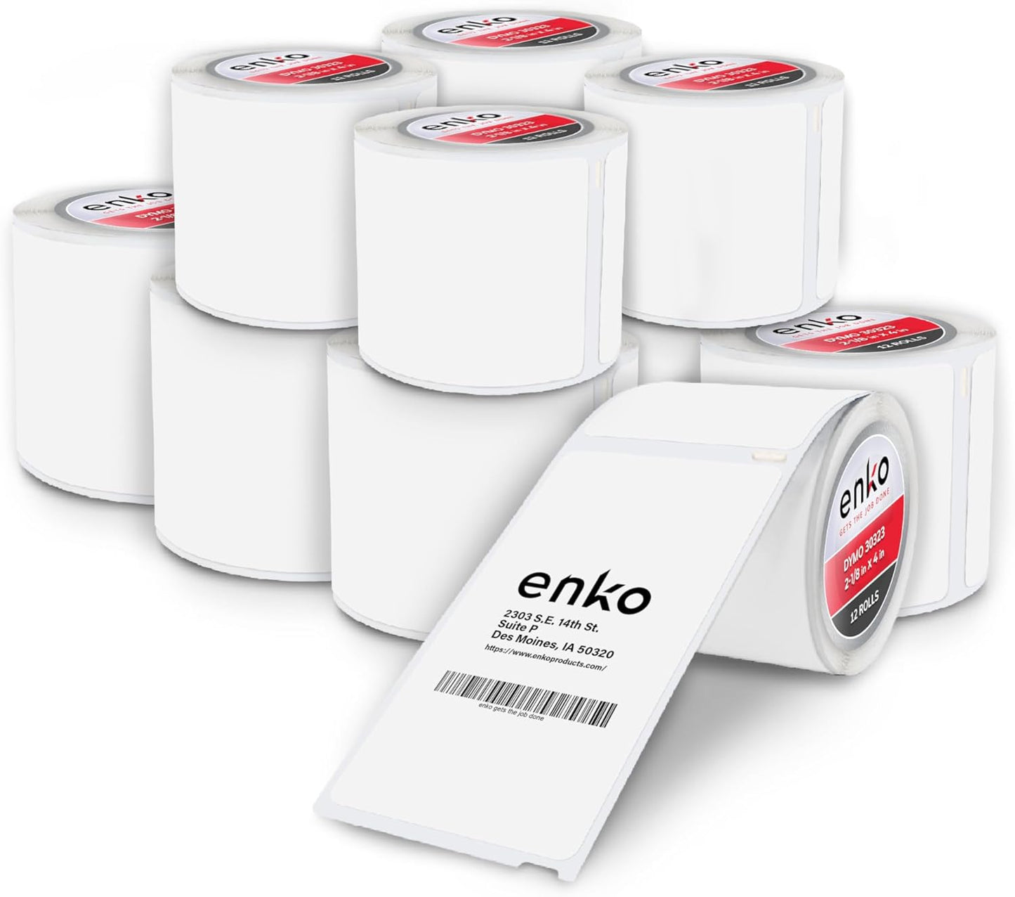 enKo (12 Rolls, 2640 Labels) Address & Shipping Labels 30323 (2-1/8 x 4") Compatible for Dymo LabelWriter