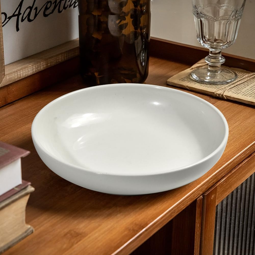 homEdge Pasta Bowls, 30 Ounces Porcelain Serving Bowls for Salad, Soup, Spaghetti, Pasta, Set of 6-White