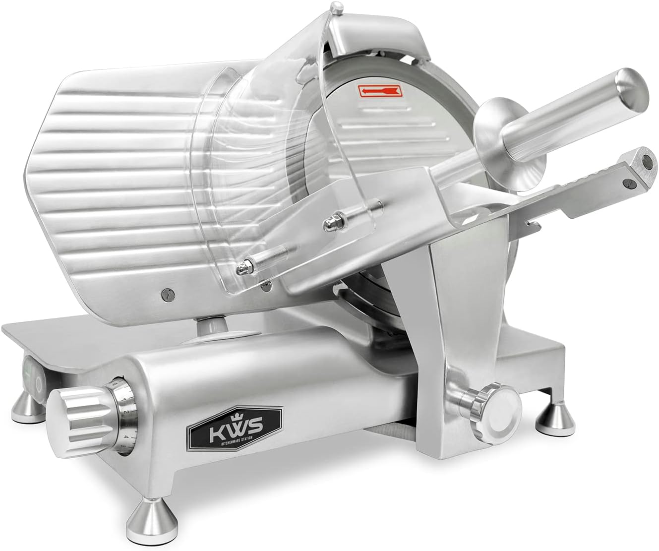 KWS MS-10ES All Metal 320W Electric Meat Slicer 10-Inch with 304 Stainless Steel Blade & Extended Back Space, Frozen Meat/Cheese/Food Slicer Low Noise Commercial and Home Use [ ETL, NSF Certified ]