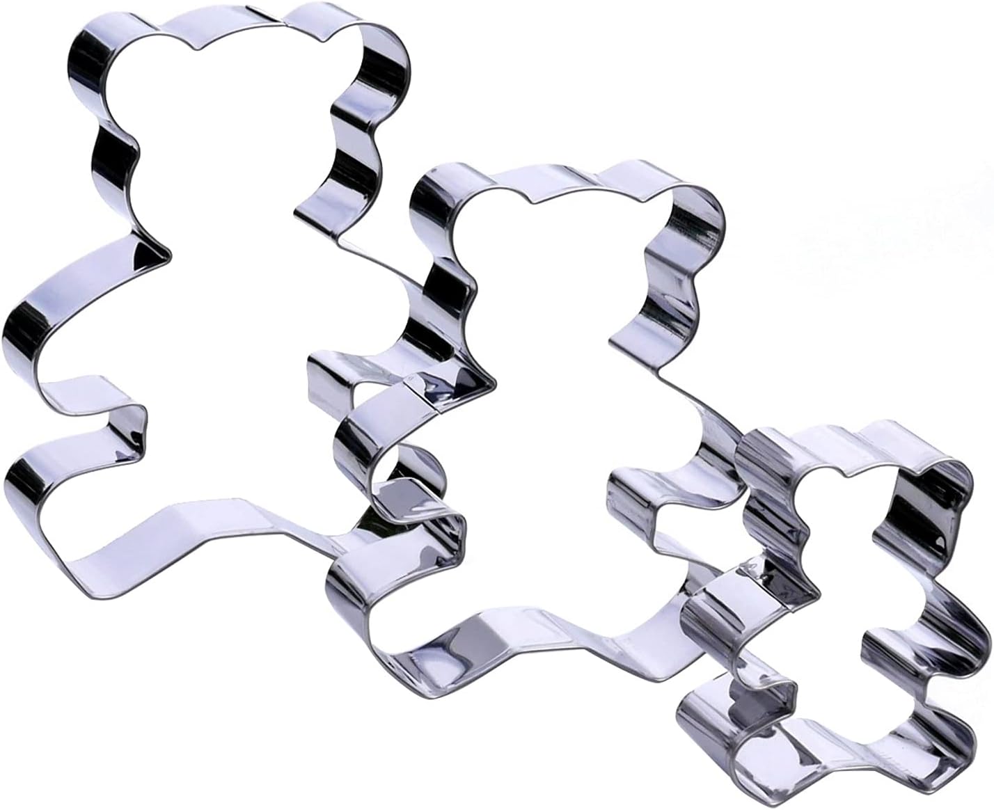 Teddy Bear Cookie Cutter Set – Sharp & Stainless Steel Cooking Utensils – A Fun Fit for Sandwiches, Pancakes & Fruits – Dishwasher-Safe 3-Piece Bakery Supplies by Sweet Cookie Crumbs (Large Sizes)