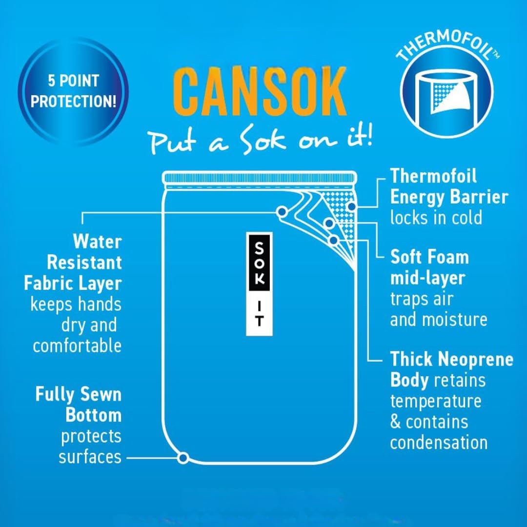 Sok It CanSok Sleeve for Beer & Soda Insulated Neoprene Cover (Poolside Perfection, 12oz Slim Can Sleeve)