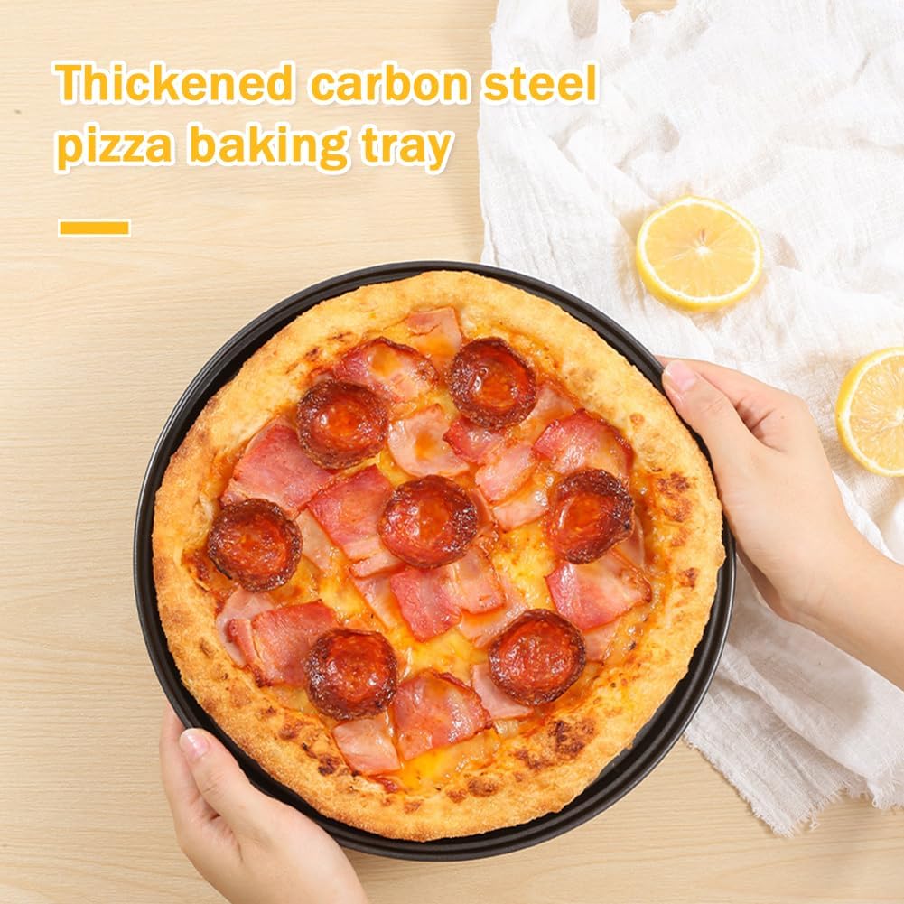 11 Inch Pizza Pan for oven, Round Nonstick Pizza Pans with Holes, Carbon Steel Pizza Baking Tray for Home Kitchen 2 Pack