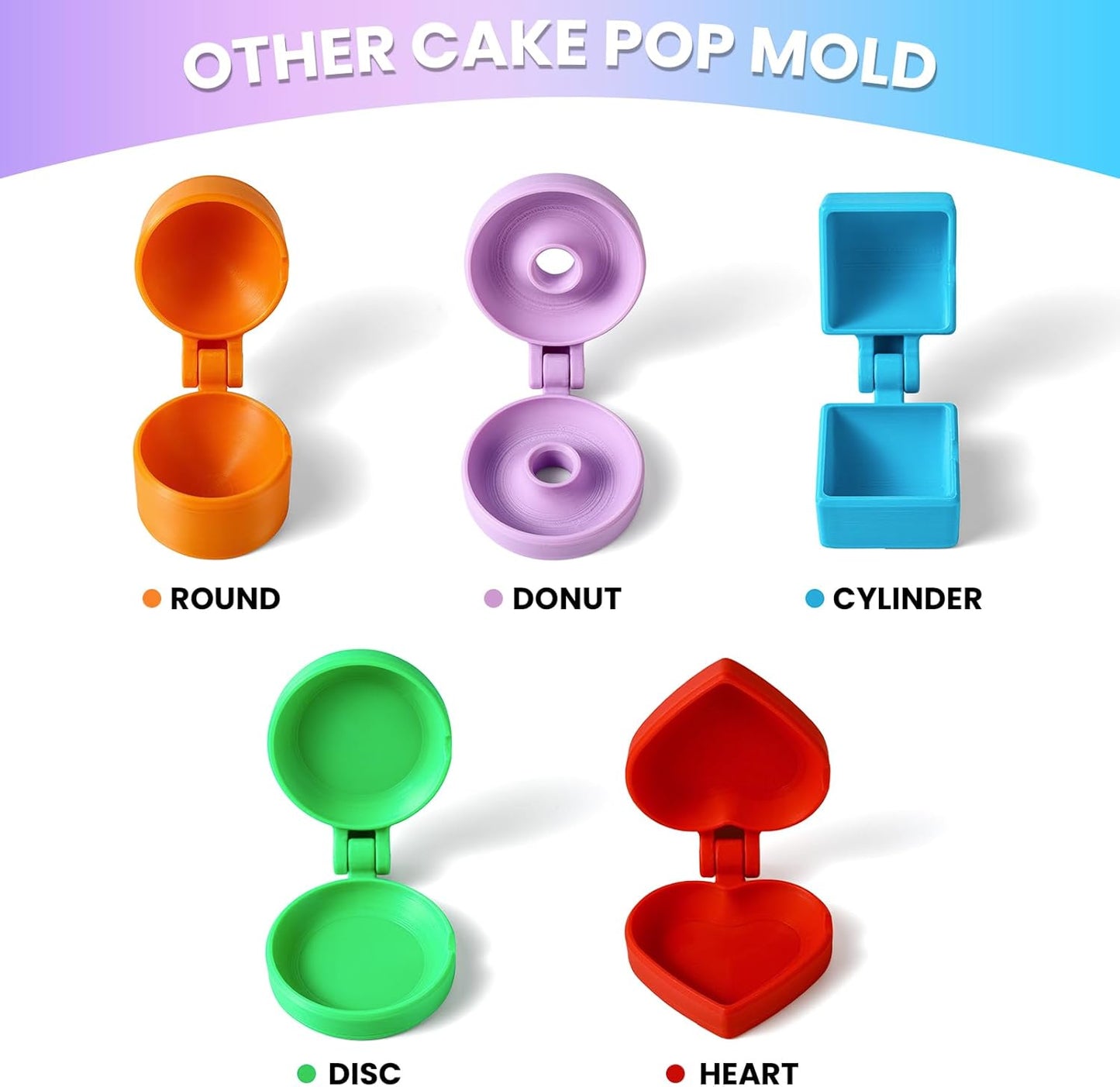 2 PCS Disc Cake Pop Mold Shapes Press Set, 3D Printed Cake Pop Cutter and Pusher, Baking Tools Accessories for Home Baking, Birthday Parties, Wedding Desserts