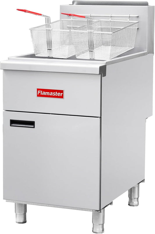 Commercial Open Pot Fryer with 2 Baskets, 122000 BTU 50-60 Lbs Oil Capacity Liquefied Fryer (Propane), Only Commercial Use Deep Fryer for Restaurants, Food Trucks-Floor Standing