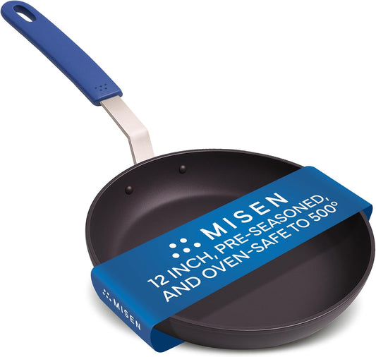 Misen 12 Inch Pre-Seasoned Carbon Steel Fry Pan – Lightweight, Even Heating, Heat Retention – Oven Safe to 500°F – Ideal for Searing, Sautéing, and Frying – Versatile Durable, Easy to Clean