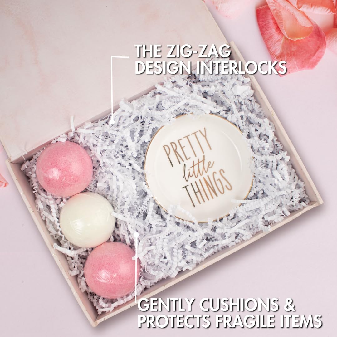 MagicWater Crinkle Cut Paper for Gift Baskets - 2LB White - Perfect for Shredded Paper Filler, Basket Filler, Gift Boxes, Bridesmaid Gifts, Halloween Stuffers & More – Ideal for All Occasions