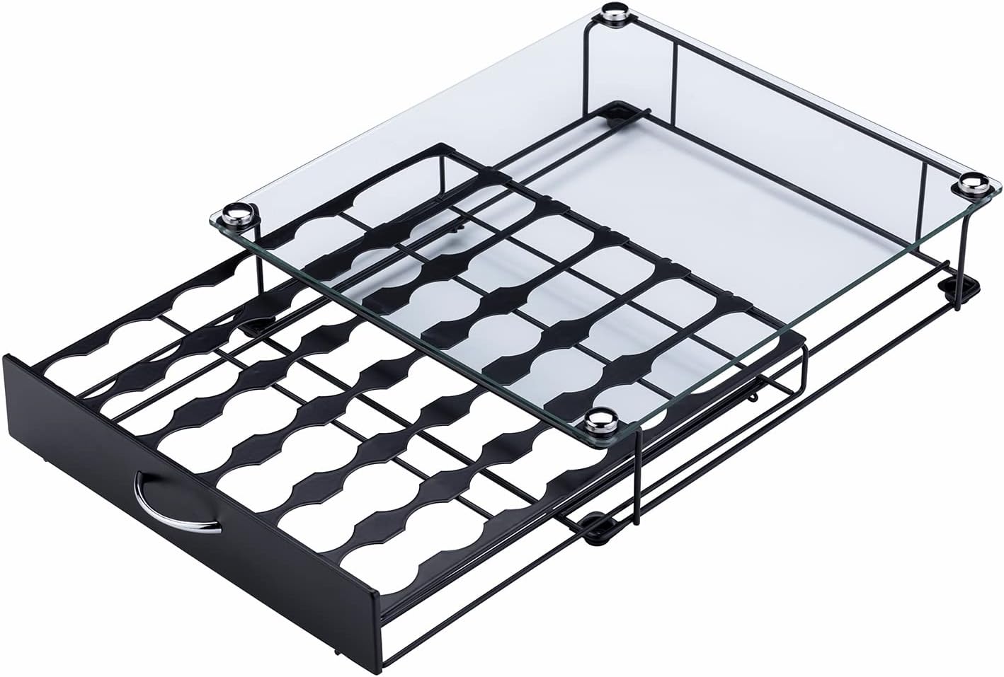 Rice rat Coffee Pod Holder for Keurig Pods Glass Top Drawer,K cup Holder Capsule Display Storage compatibility 42 k-cup(Black)