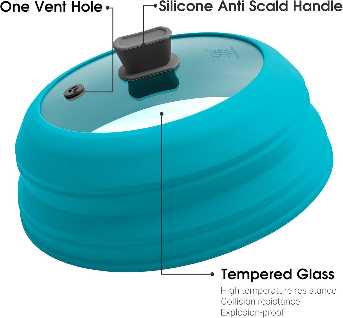 Microwave Splatter Cover for Food Collapsible Glass Microwave Cover Silicone Splatter Guard Dishwasher Safe Splatter Lid for Plates, Bowls, Pots & Stovetop Cooking 11.8" Blue
