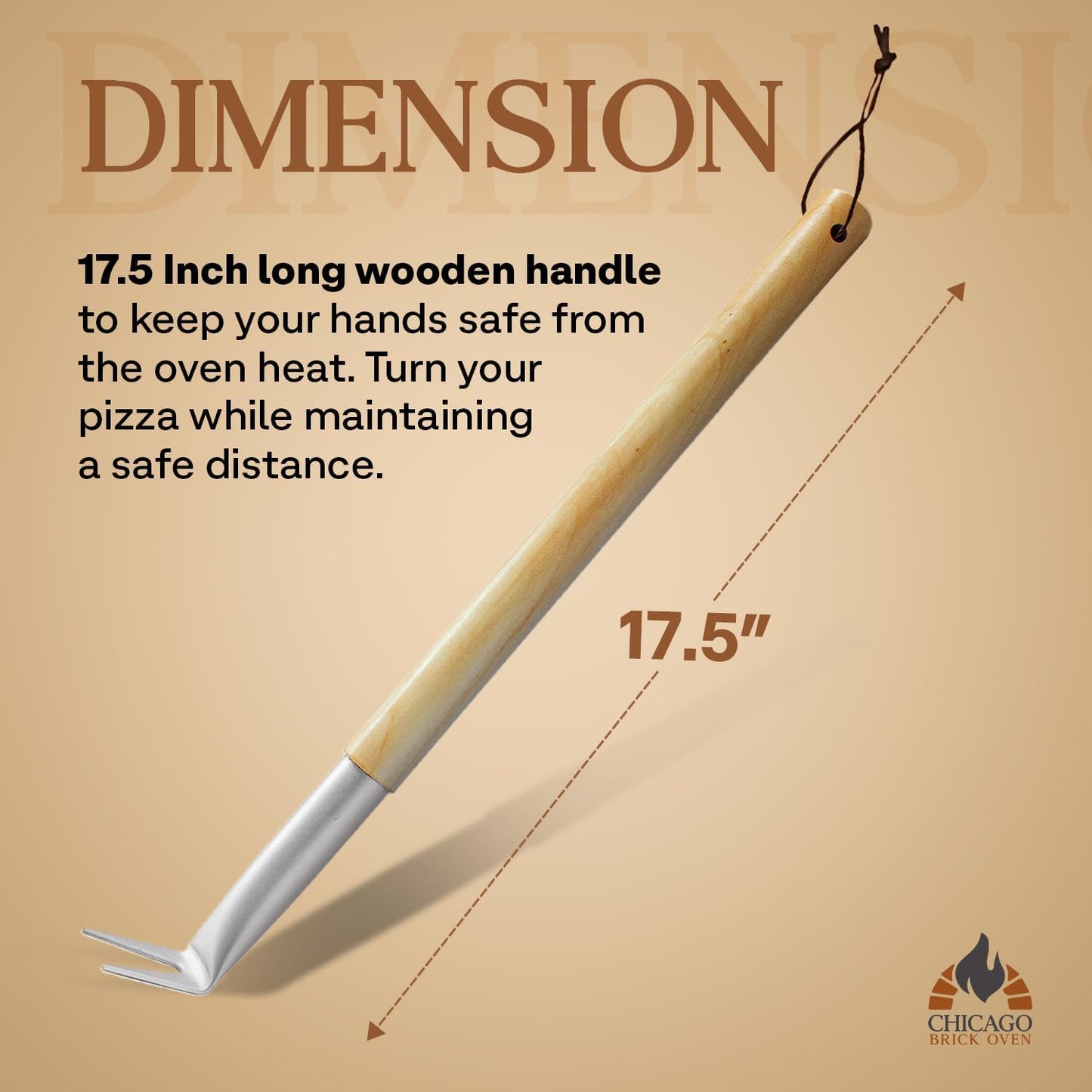 Pizza Bubble Popper Spinner Turning Fork Aluminum 17.5 inch with Wooden Handle and Leather Strap (2-Pack), Pizza Turner Peel - Outdoor Pizza Oven Accessories