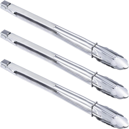 Stainless Steel Cooking Grilling Tongs Extra Long Camp Dutch Oven Tongs for Kitchen and Barbecue Charcoal (16-Inch 3 Pieces)