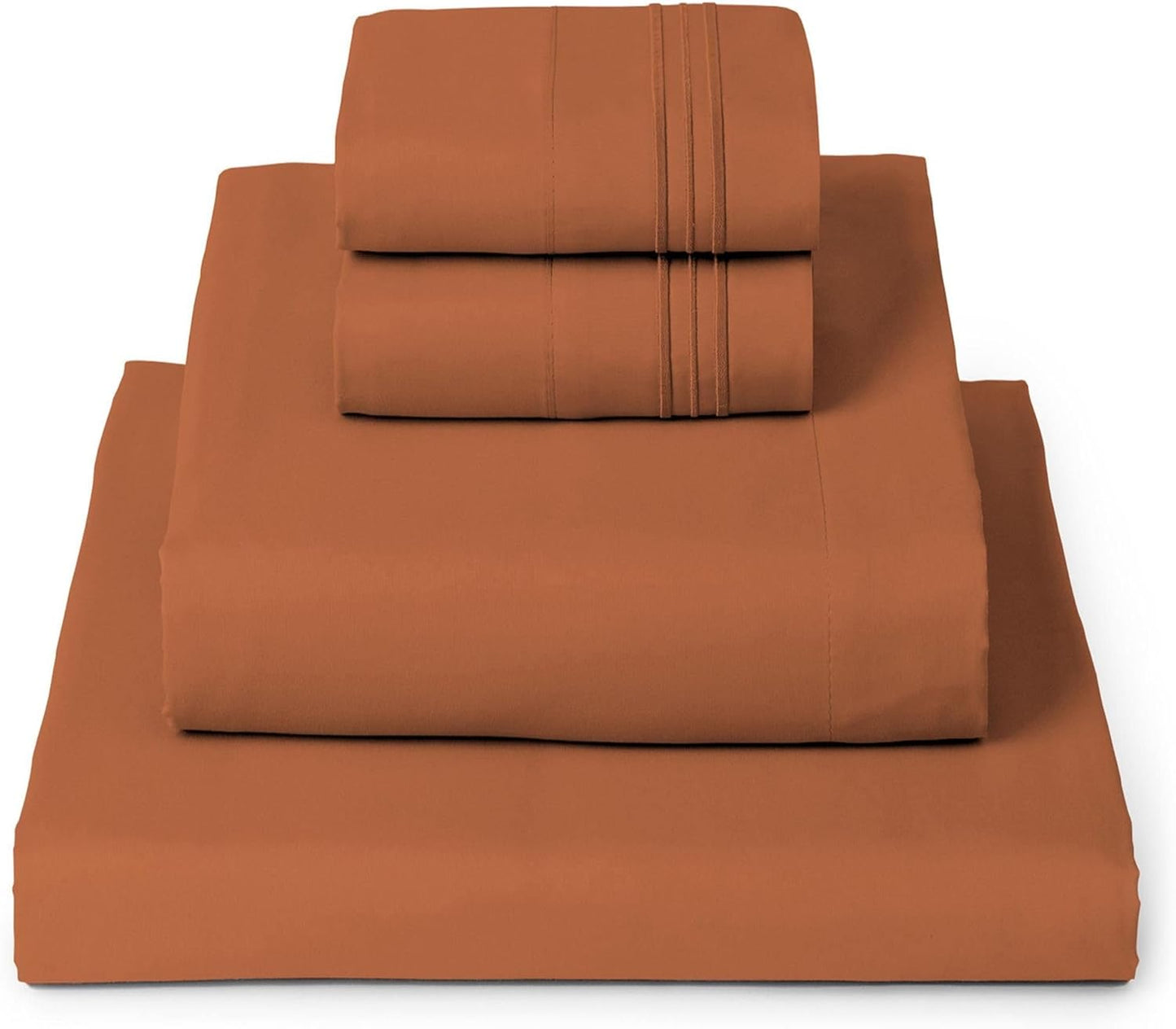 Mellanni Queen Sheets Set - 4 PC Iconic Collection Bedding - Hotel Luxury, Extra Soft, Cooling Bed Sheets - Wrinkle, Fade, Stain Resistant (Queen, Terracotta)