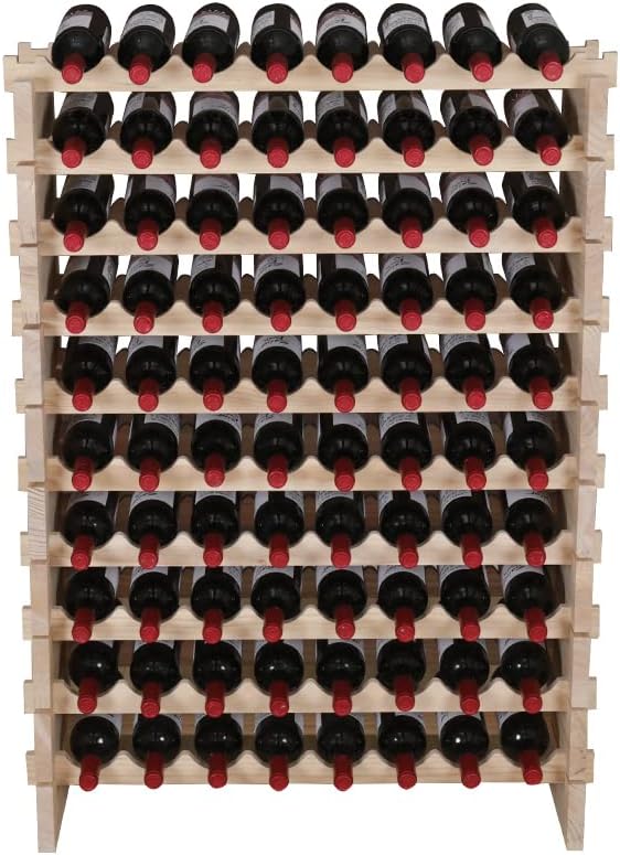 Wine Rack Cabinet Wooden Freestanding for Floor Stackable Storage Wine Bottle Holder (80 Bottles) (JJ)