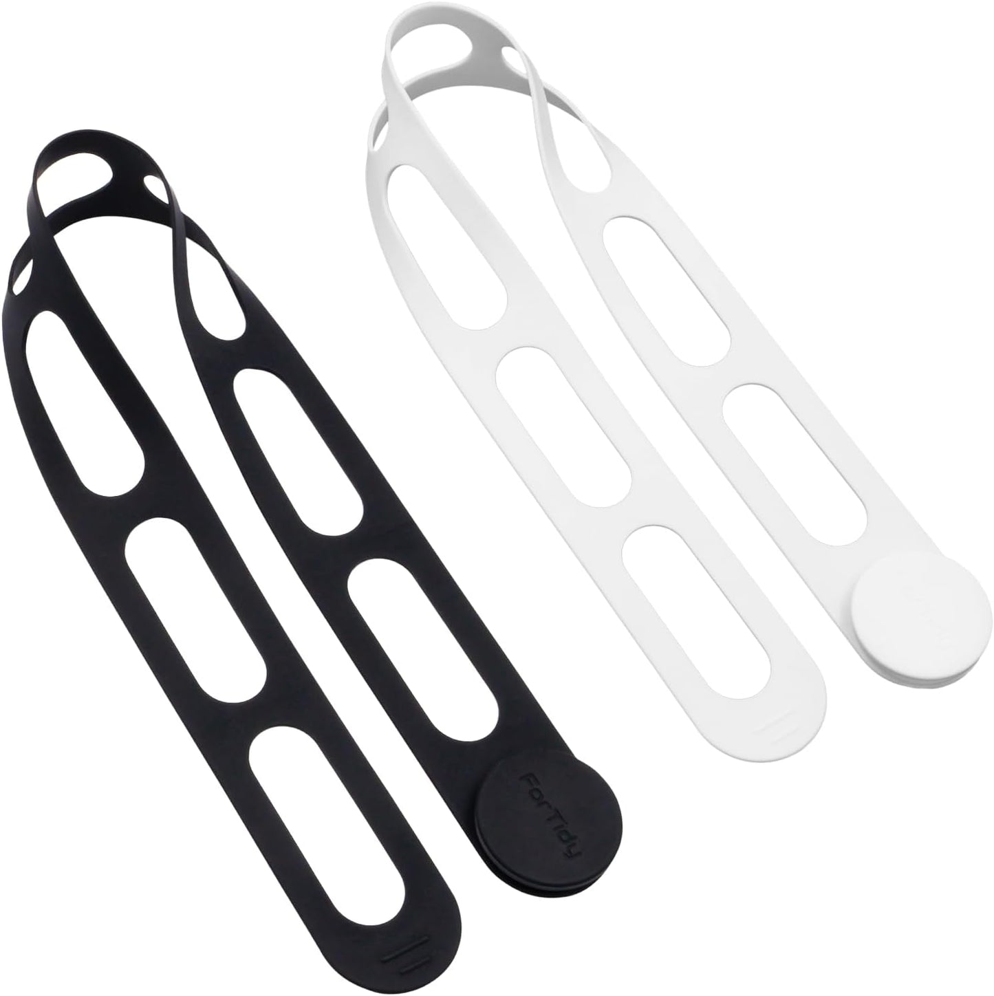 Silicone Utility Strap for Slow Cooker Lid, Pot, Bento Box, 21.65 In Reusable Elastic Self-Lock Silicone Tie for Bundling or Organizing Curtain, Cords, Yoga Mat, Camping Mat, 2pcs (Black&White)