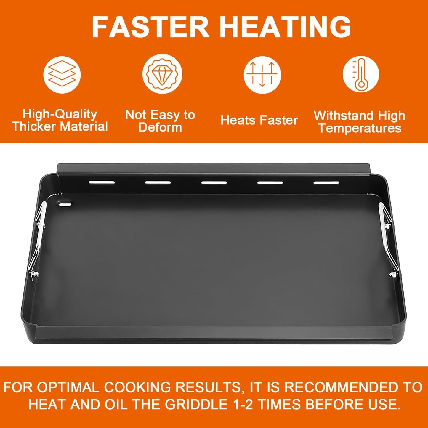 Full-Size Griddle Inserts for Nexgrill 5 Burner 720-0888 720-0888N 720-0882A 720-0882S Grill, Flat Top Griddle with Silicone Handles for Nexgrill Home Depot 4 Burner 720-0830H 720-0830X Grills