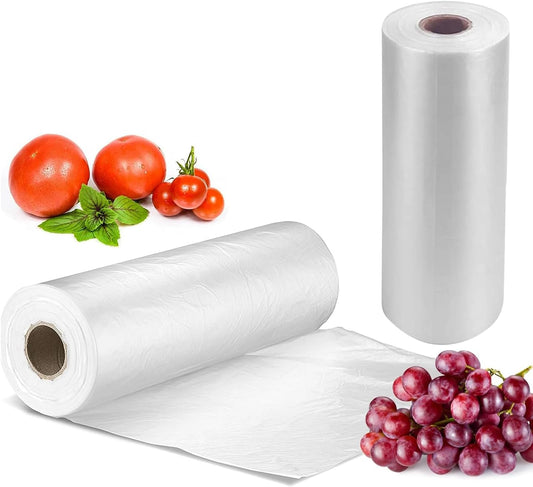 [4 Rolls] 12" X 20" Plastic Produce Bags on a Roll, Bread and Grocery Clear Bag, 350 Bags Per Roll