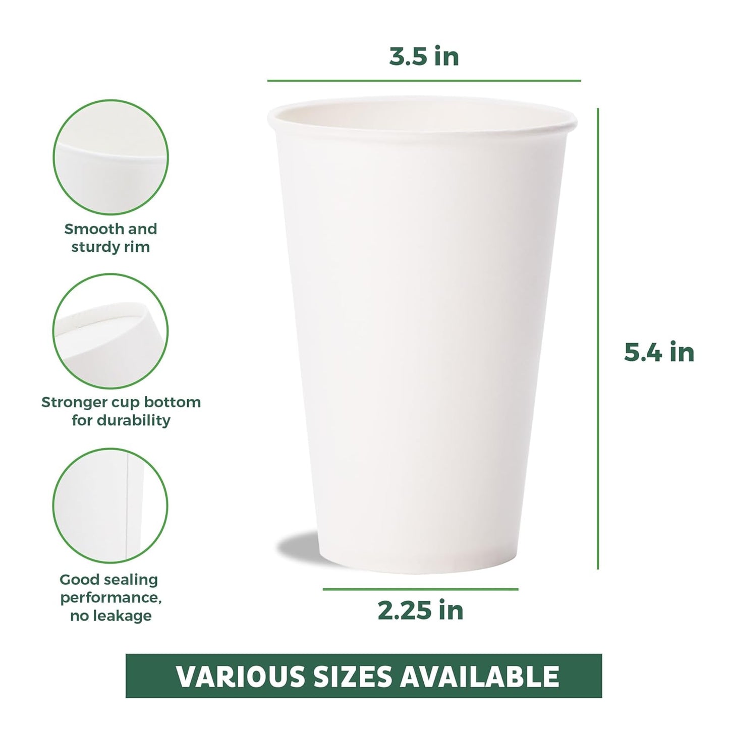 Freshware Coffee Cups 16 oz [300 Pack] Disposable Paper Cups for Hot or Iced Coffee Cup, Slushie Cup, Milkshakes, Smoothies, and Tea