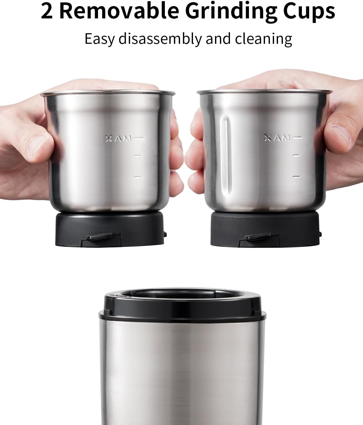 SHARDOR Coffee Grinder Electric Herb/Wet Grinder for Spices and Seeds with 2 Removable Stainless Steel Bowls, Silver