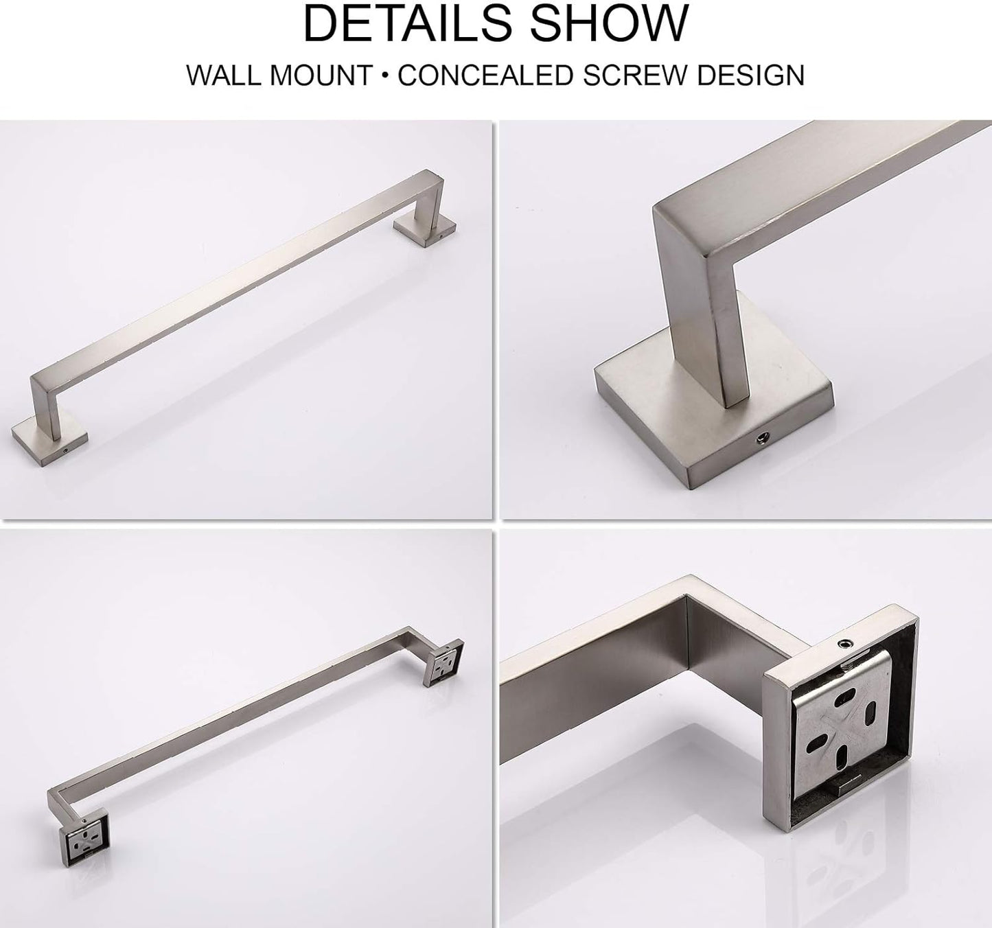 TASTOS 23.6 Inch Black Single Towel Bar Rack, SUS 304 Stainless Steel Bathroom Towel Bar Heavy Duty Towel Holder Kitchen Towel Rod, Wall Mount with Screws Towel Bar Rod Brushed Nickel Finish…