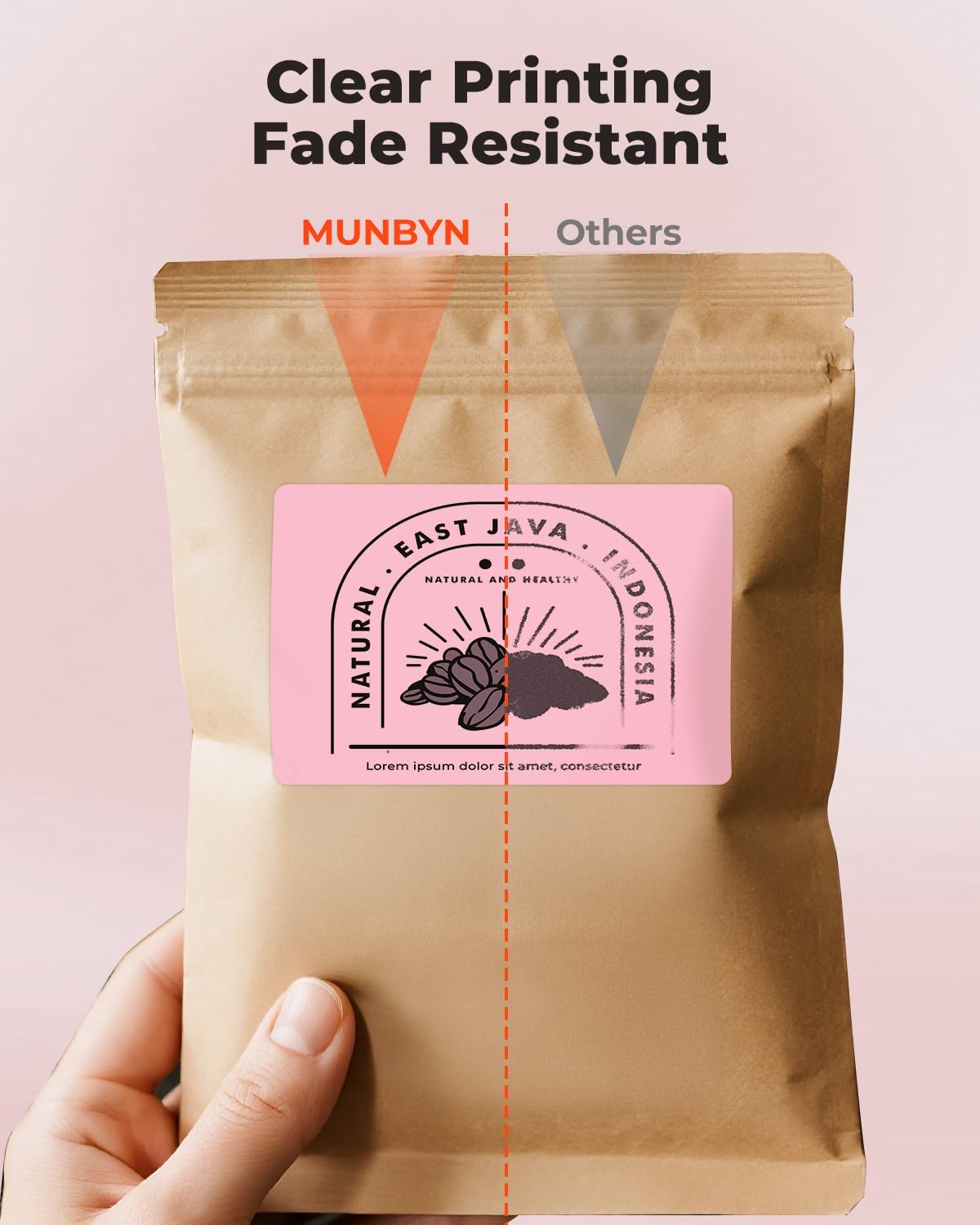 MUNBYN 3x2 Inch Pink Thermal Labels, Thermal Sticker Labels for Price, Barcode, Mailing, Name, 500 Sheets/1 Roll