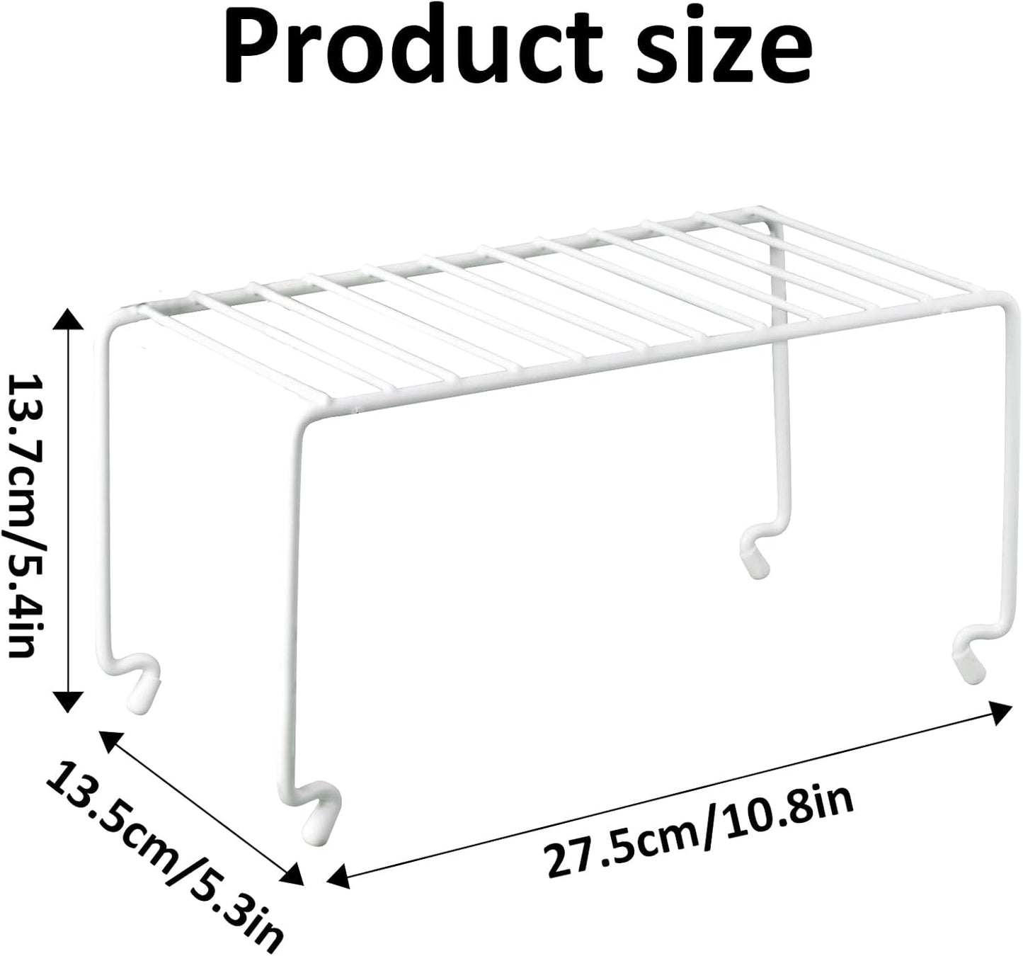 2-Pack Small (10.8x5.3inch) White Stackable Shelf Organizer Rack, Kitchen Shelves Organization for Cabinet, Pantry Organizers and Storage, Wire Shelf Rack, Desk Organizer, Rustproof