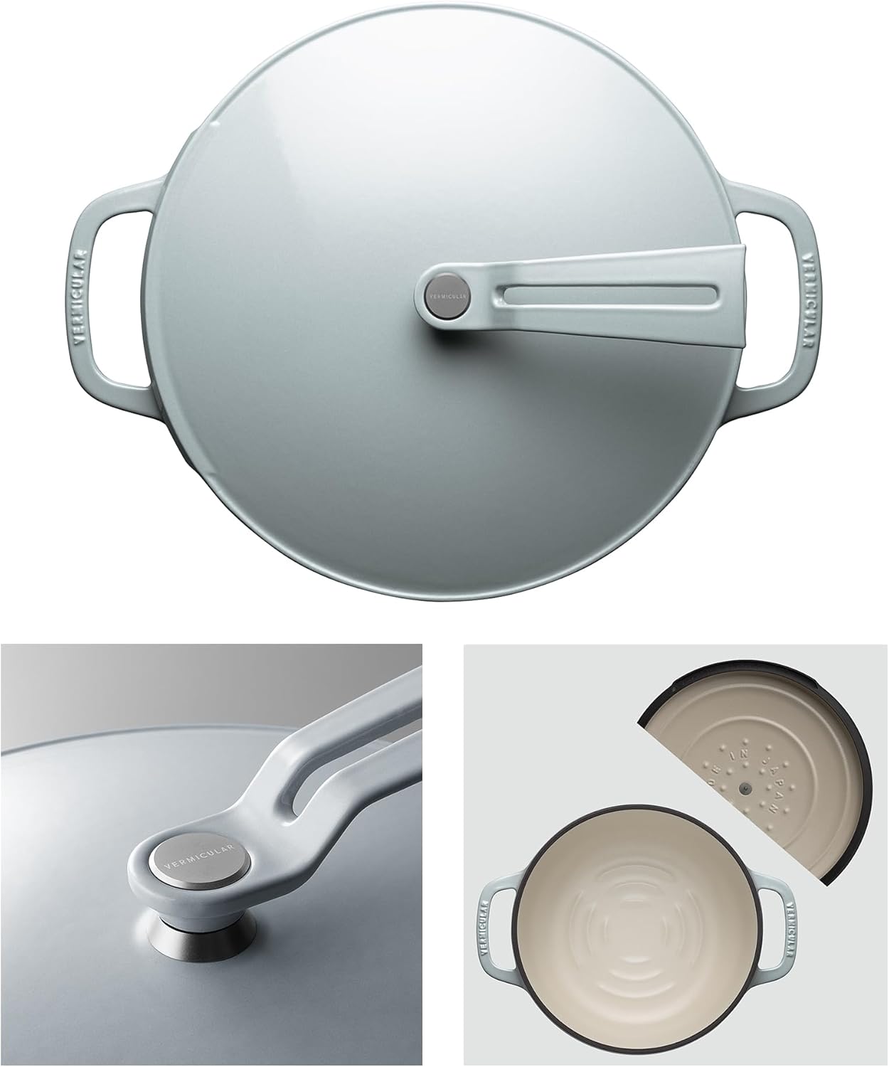 Vermicular Oven Pot 2.0 | Lightweight Enameled Cast Iron Pot | 26cm (5.9 Qt) | Non-Toxic | Induction-compatible | Dutch Oven | Made in Japan | Oyster Gray