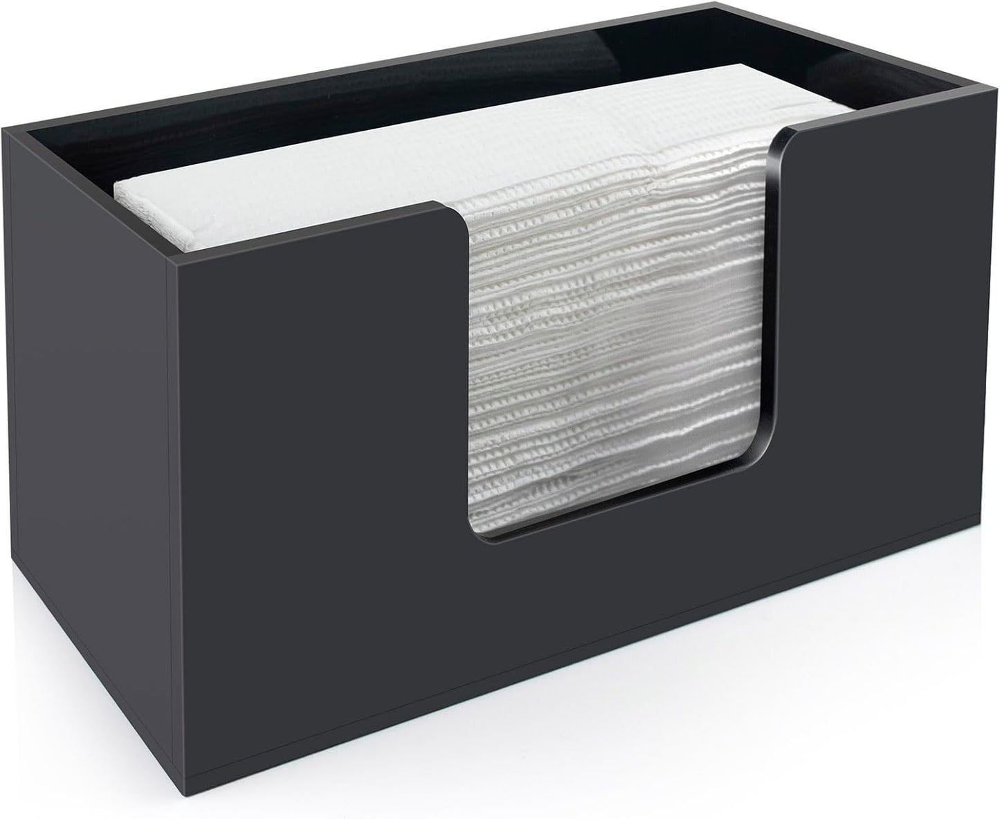 1Pack Paper Towel Holder Countertop, Acrylic Bathroom Paper Towel Holder, Black Napkin Holder for Kitchen, Countertop Multifold Z-fold C-fold,Trifold Paper Hand Towel Dispenser for Bathroom Toilet (1)