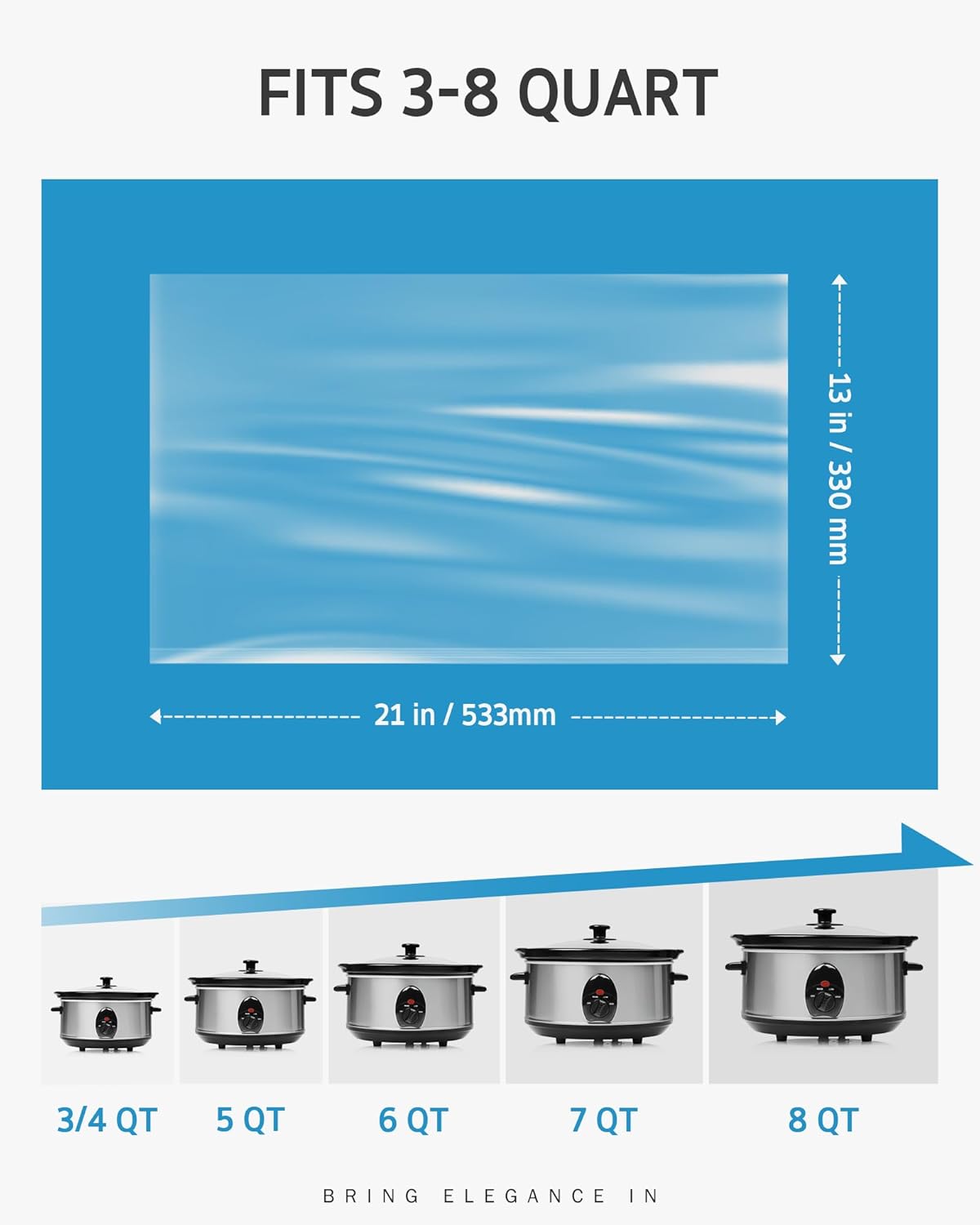 Syntus Crock Pot Liners, 60 Count 13" x 21" Large Size Slow Cooker Liners Fits 3-8 Quart Pots, Disposable Cooking Bags Suitable for Oval & Round & Retangular Crock Pot