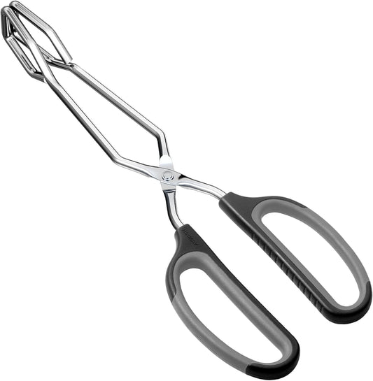 Scissor Tongs 10-Inch Stainless Steel Scissor Style Tongs (Black Handle)