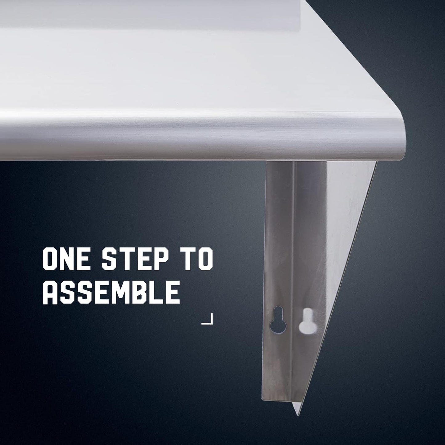 Profeeshaw NSF Stainless Steel Shelf 18” x 60”, 450 lb Commercial Shelves Wall Mounted Metal Shelving with Backsplash and 2 Brackets for Restaurant, Bar, Utility Room, Kitchen and Garage