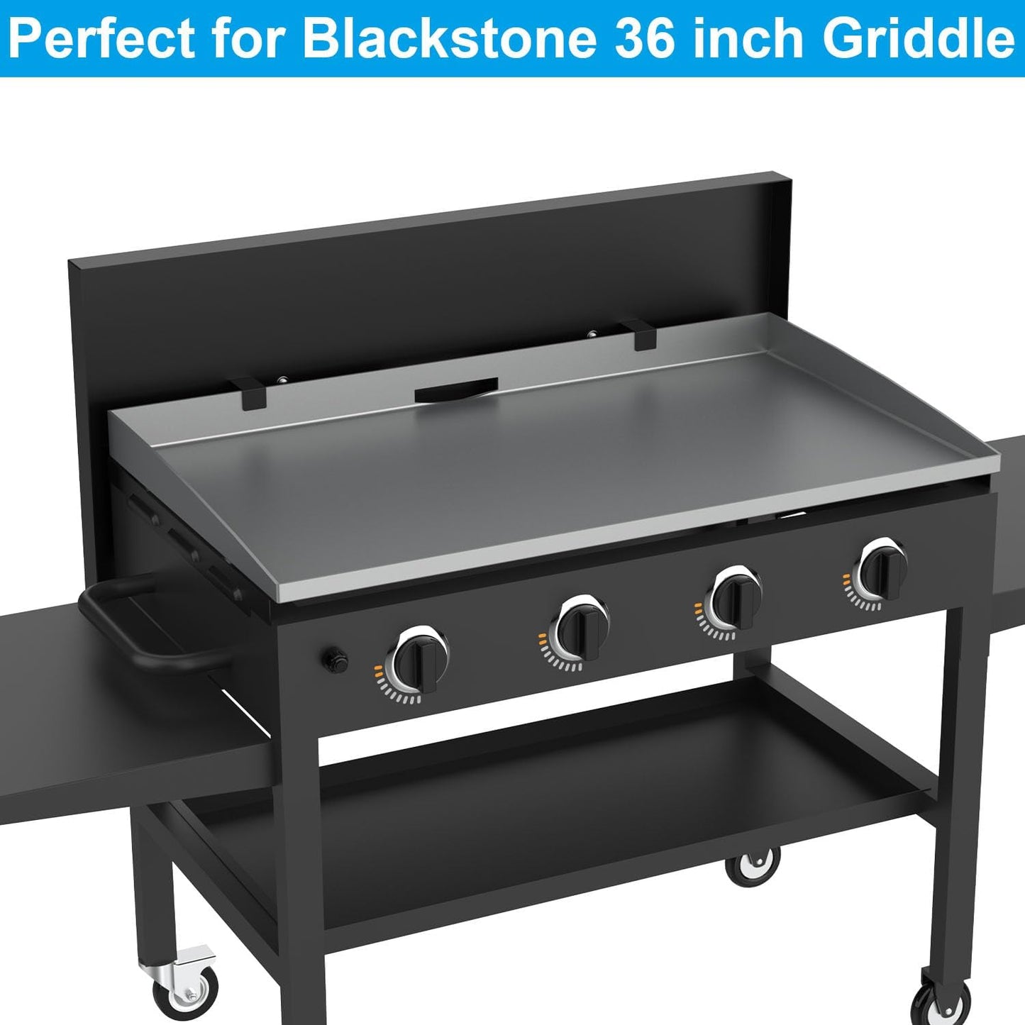 5004 Hard Top Lid Cover with Temperature Gauge and Wind Guards for Blackstone 36" Griddle, Flat Top Cover and Wind Screen Replacement Parts for Blackstone 36 inch Griddle Accessories