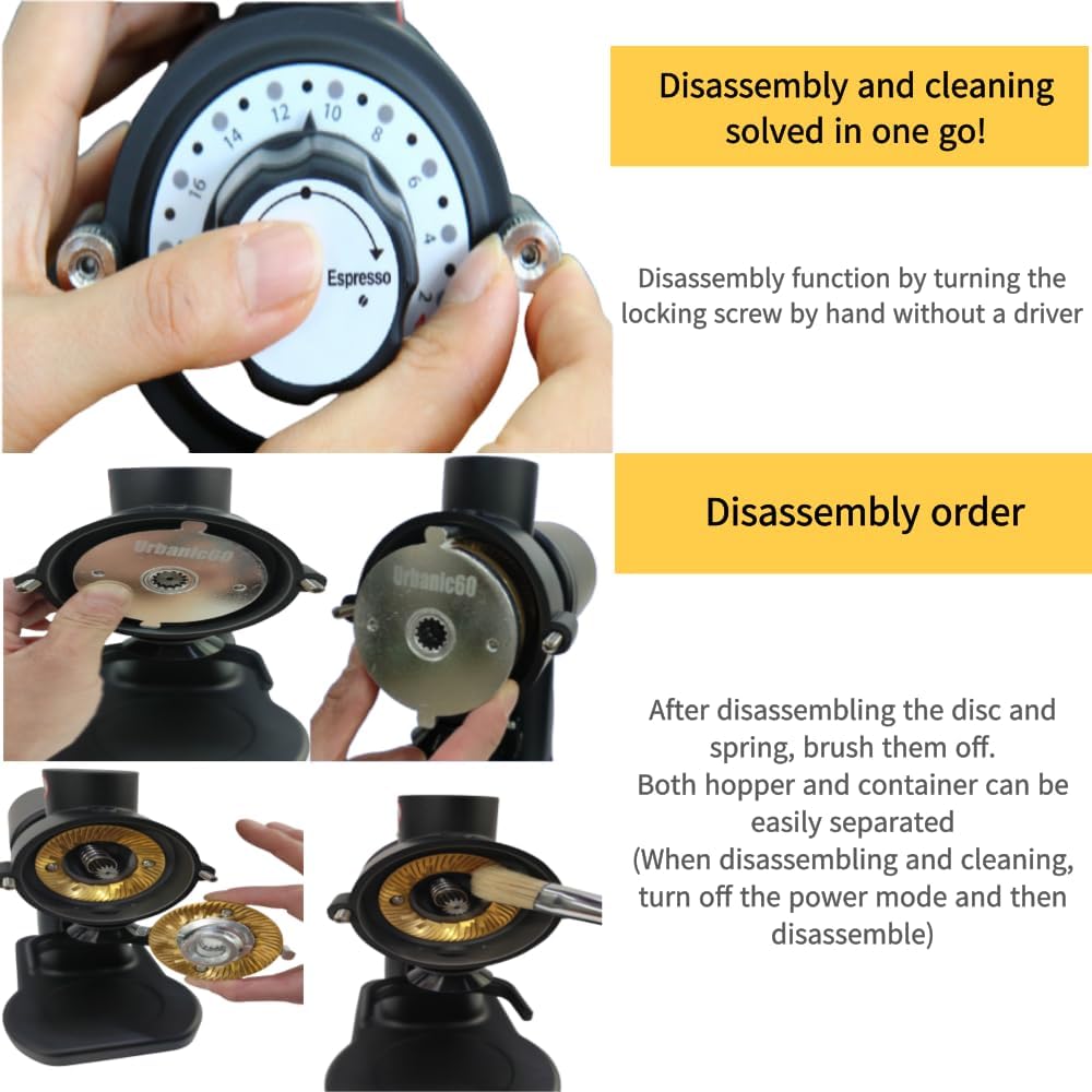 Urbanic 070s Electric Coffee Grinder (110~220v) / flat Titanium burr 60mm / 20 steps can be set (Green) / (Made in Korea)