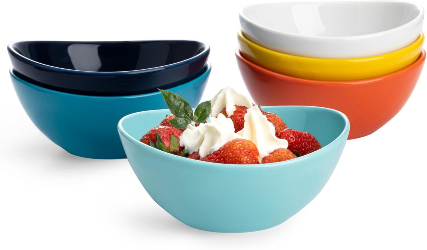 Sweese Porcelain Bowls Set - 5 Inch, 10 oz, Assorted Colors, Set of 6, Microwave Dishwasher Safe for Desserts, Soups