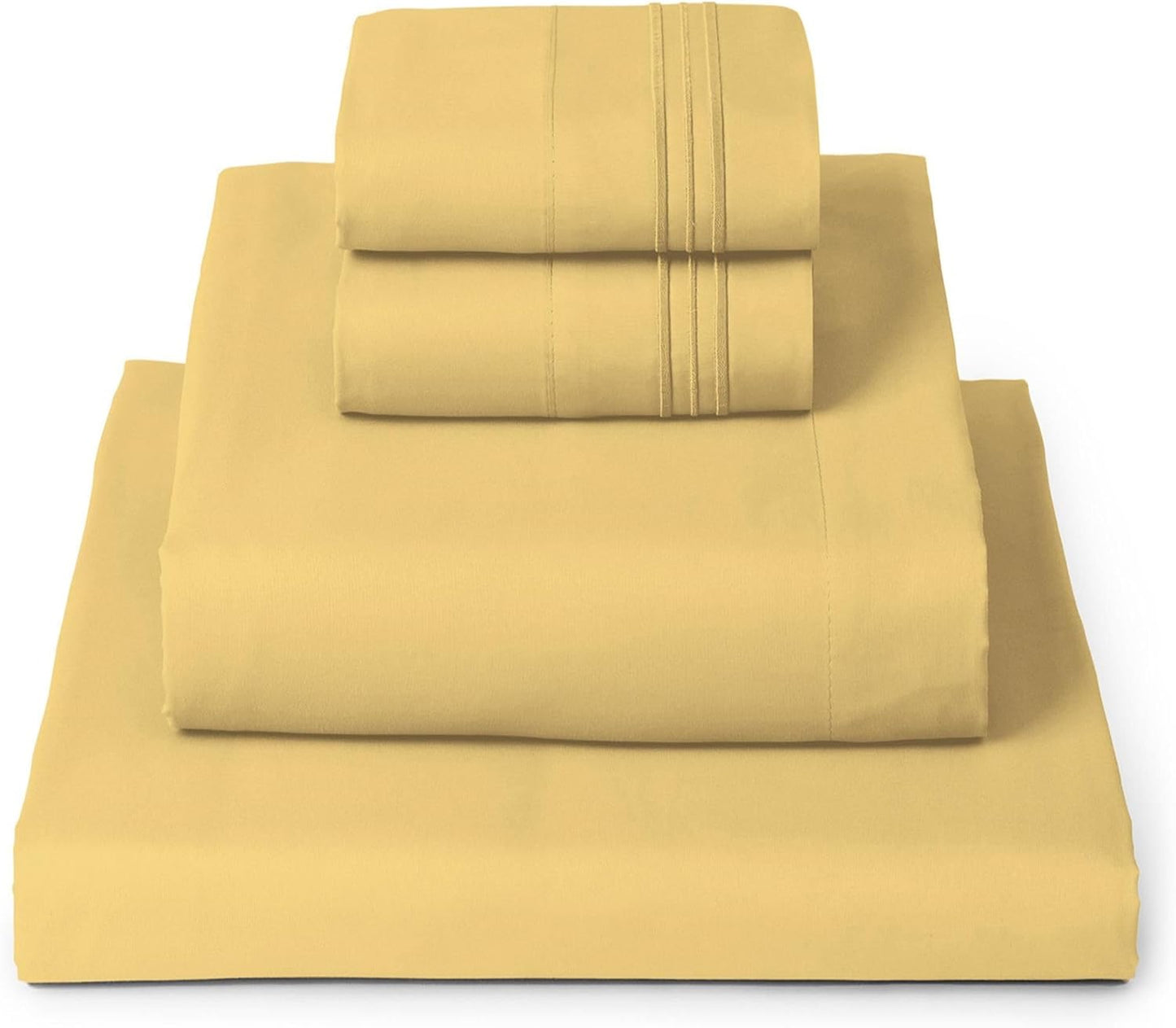 Mellanni Full Sheets Set - 4 PC Iconic Collection Bedding - Hotel Luxury, Extra Soft, Cooling Bed Sheets - Wrinkle, Fade, Stain Resistant (Full, Yellow)