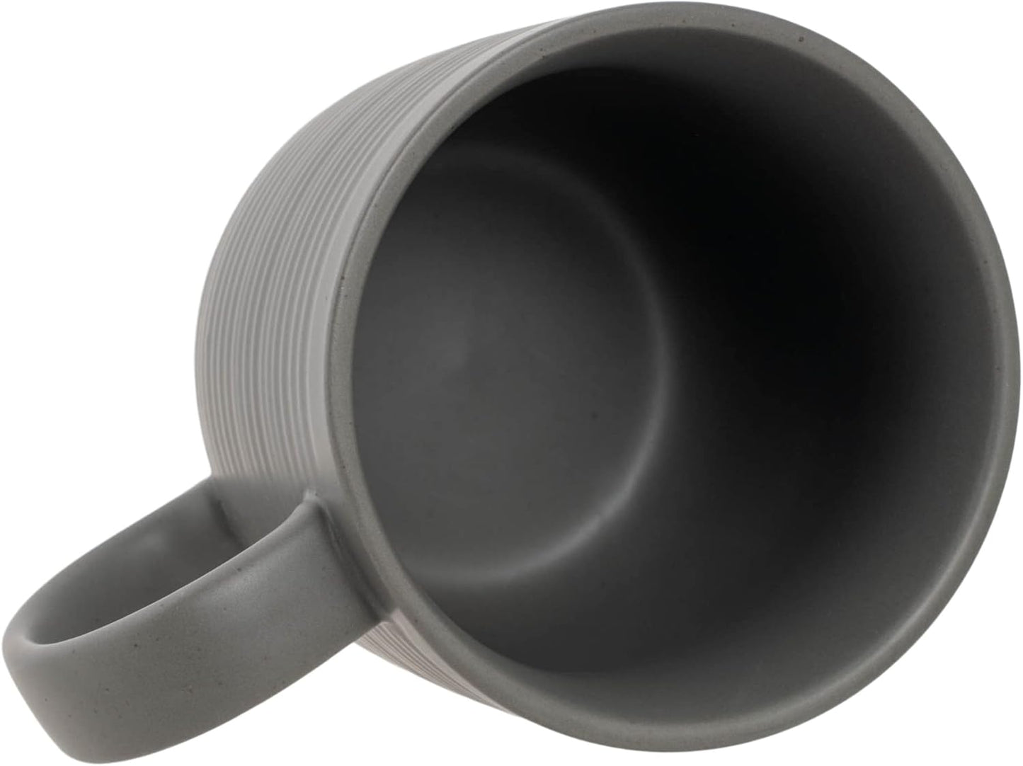 Elanze Designs Ribbed Ceramic Stoneware 16 ounce Raw Clay Bottom Coffee Mugs Set of 4, Grey