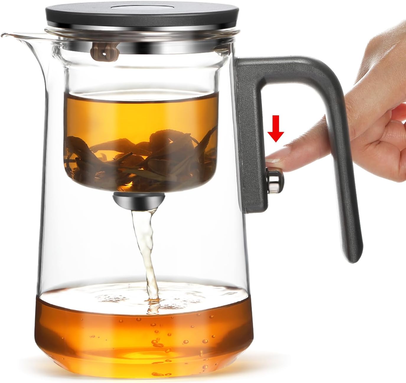 Enchanti Tea Pot - 800ml/27.1oz Witchcraft Magic Glass Teapot, Magnetic Water Separation Design, Borosilicate Infuser Pot with Strainer for Loose Leaf & Herbal Teas, Ideal for Tea Maker