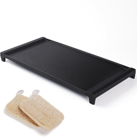 Upgraded Cast Iron WB31X24738 Griddle Replacement for GE Stove – Center Griddle Pan WB31X24998, 19.5"x9.5" Cooktop Griddle Plate, 2pcs Luffa Sponge, Nonstick Flat Top