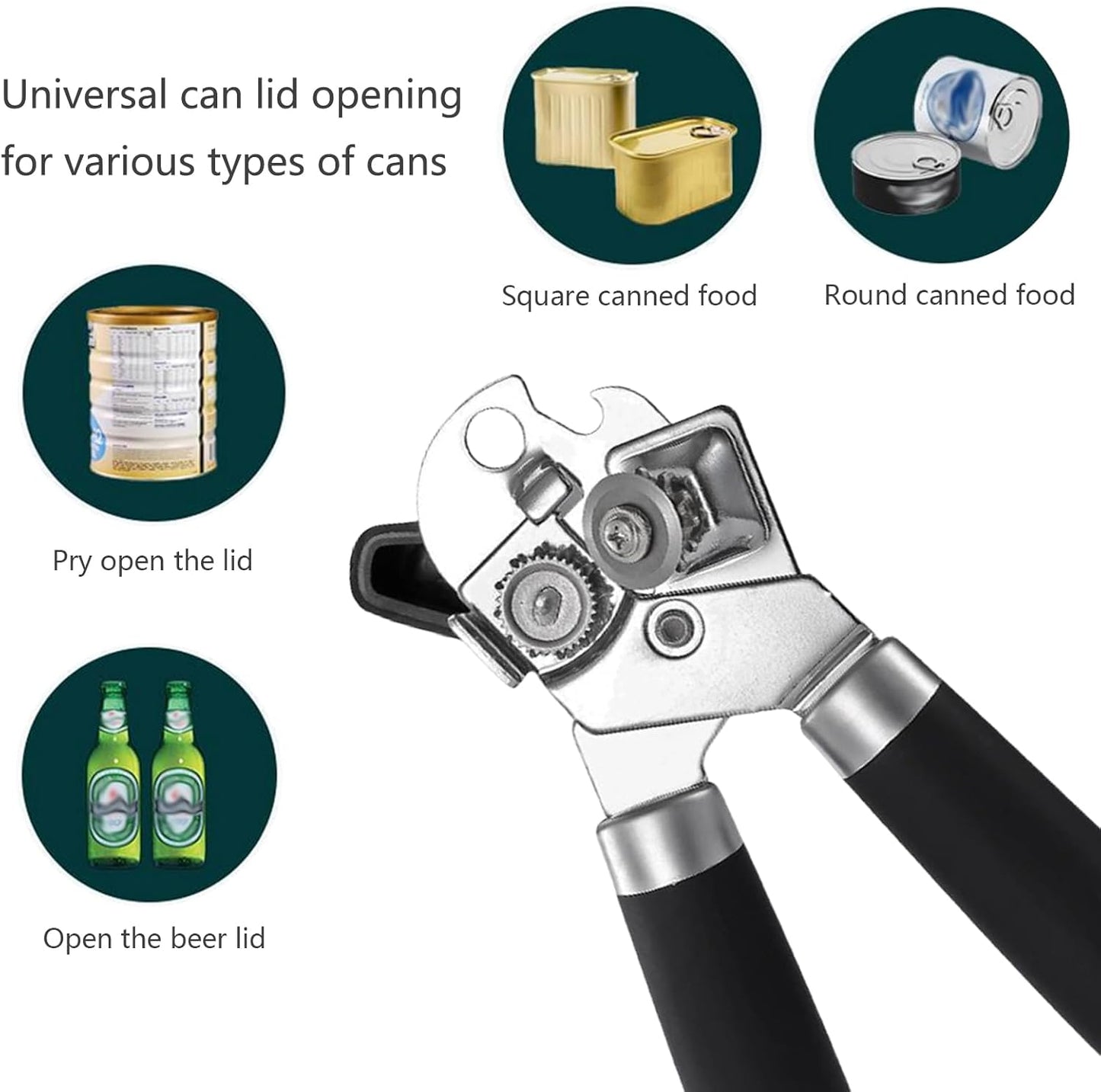 Can Opener Manual Heavy Duty,Can Opener Stainless Steel With Magnet,Have Smooth Edges,Durable Sharp Blade,Effort-Saving Big Knob And Anti Slip Handle,Manual Bottles Opener For Seniors