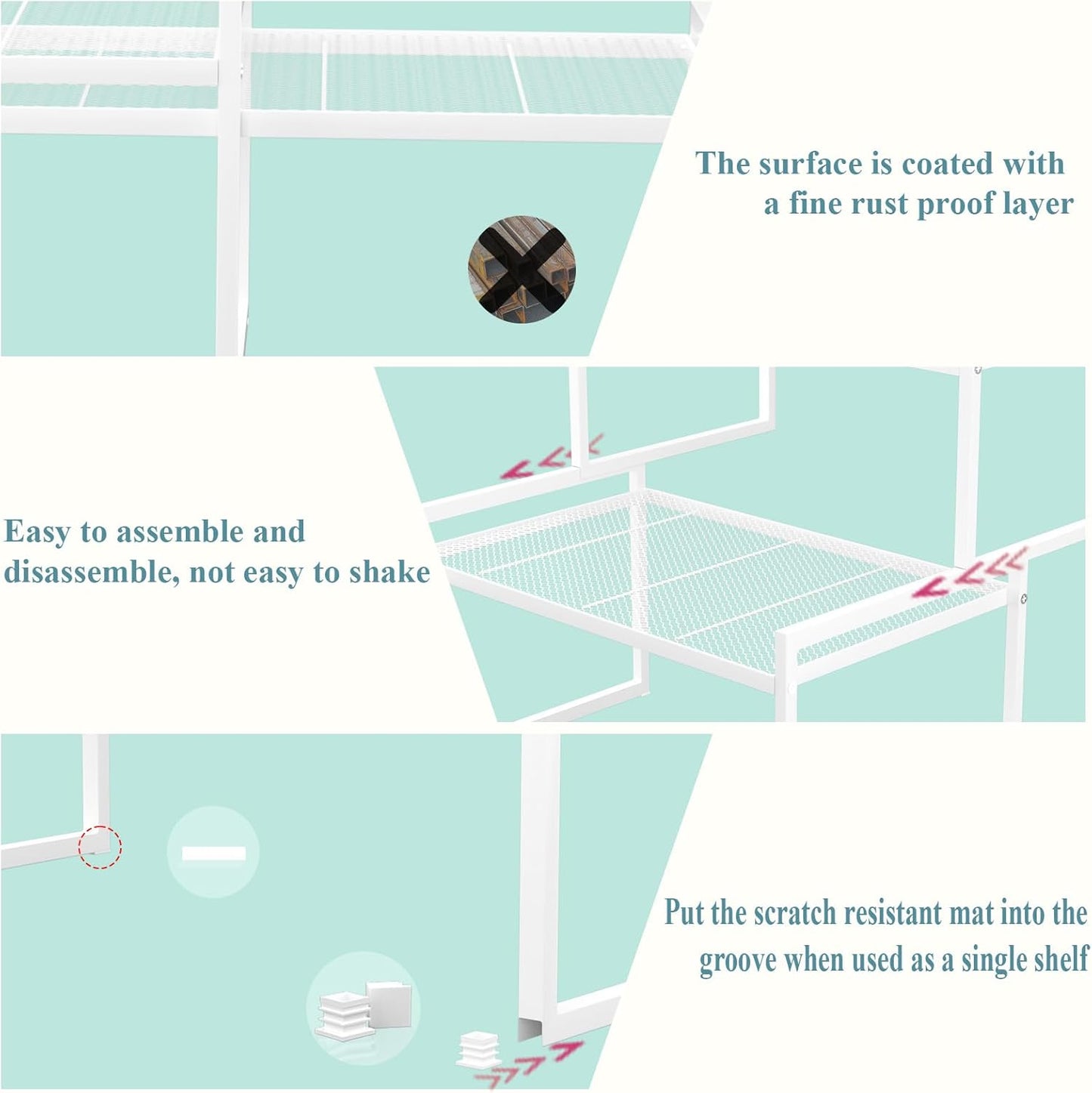 Set of 2 Kitchen Cabinet Organizer Shelf Stackable Sturdy Metal Counter Countertop Pantry Storage Rack