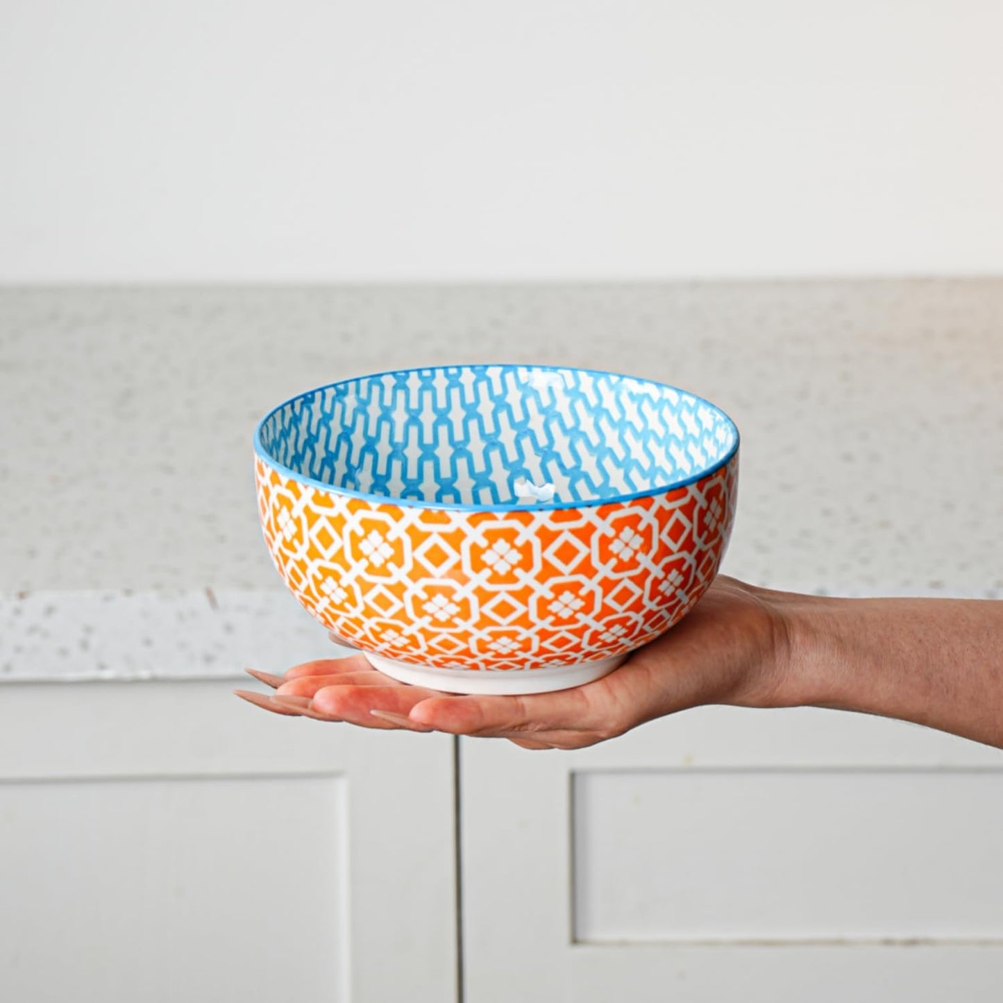 Ceramic Soup Bowls Set - 23 Oz Deep Cereal Bowl for kitchen - 6 Inch Porcelain Salad Bowl for Pasta, Dessert, Ramen - Microwave Dishwasher Safe - Set of 6 - Assorted Colors