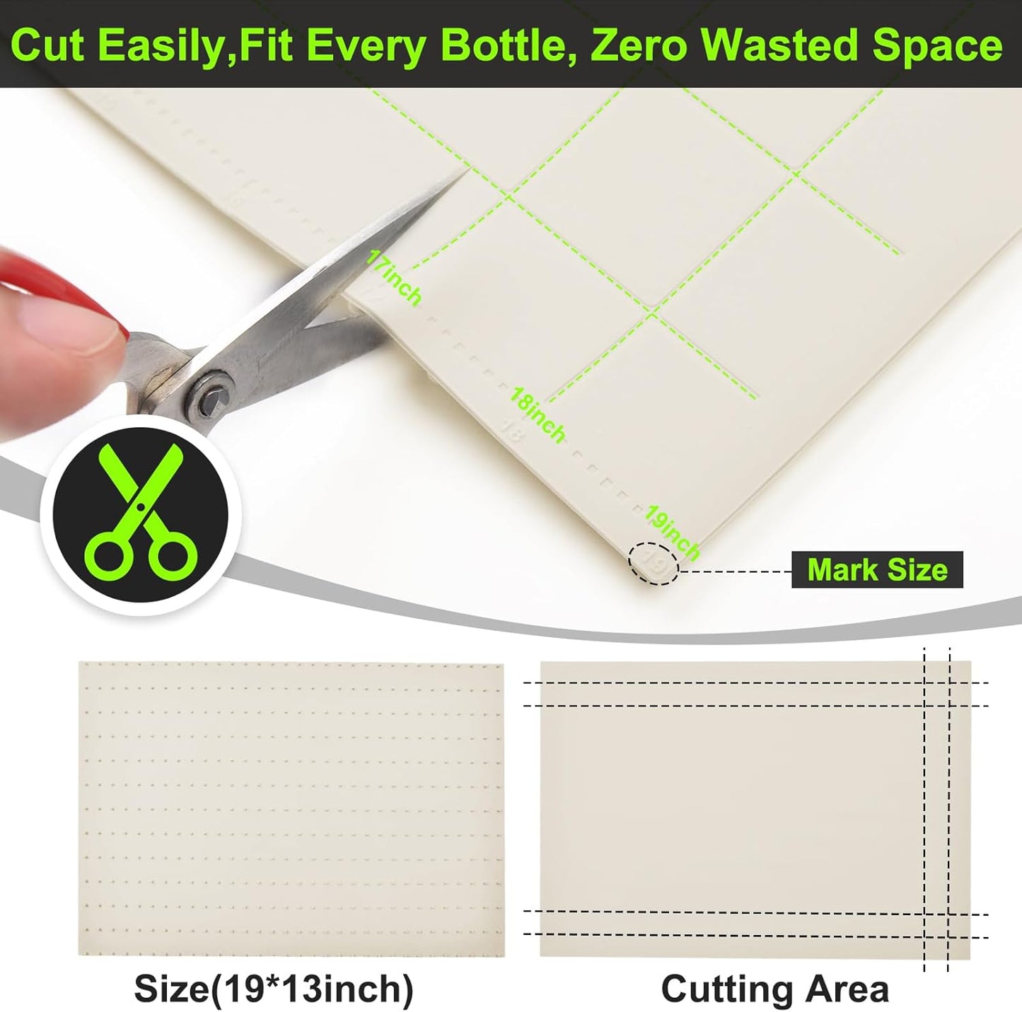 Gosmol Spice Drawer Organizer insert, Adjustable & Non-Slip Silicone Spice Drawer Liner for Seasoning Jars and Spice Bottles, Spice Rack, Set of 2-Pearl