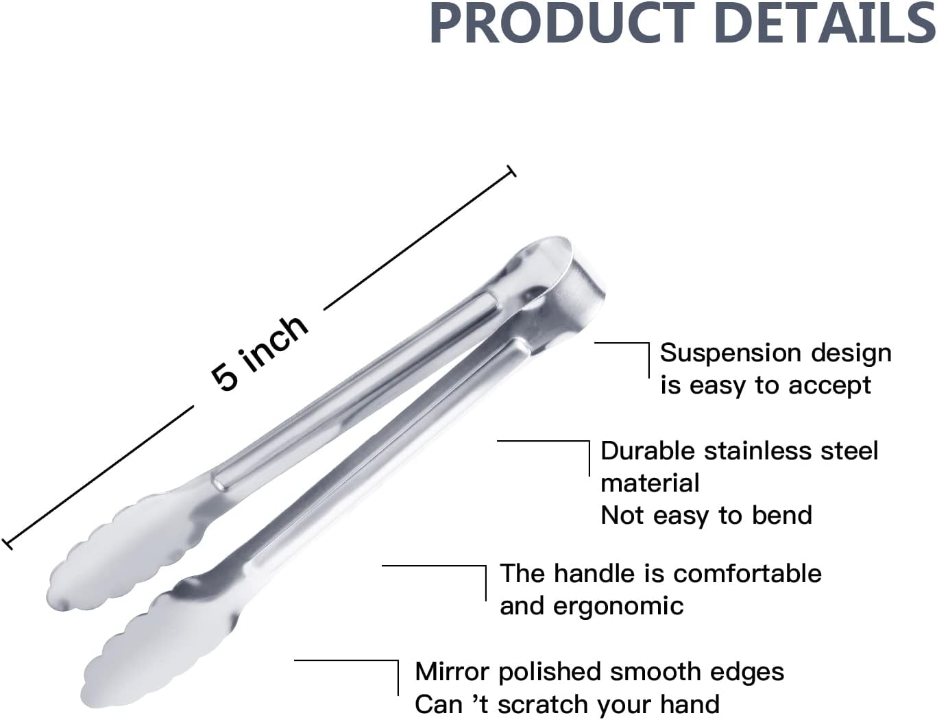 Serving Tongs,Buffet Tongs, Dmoera Stainless Steel Food Tong Serving Tong Small Serving Tongs Stainless Steel Mini Appetizer Tongs, Set of 12