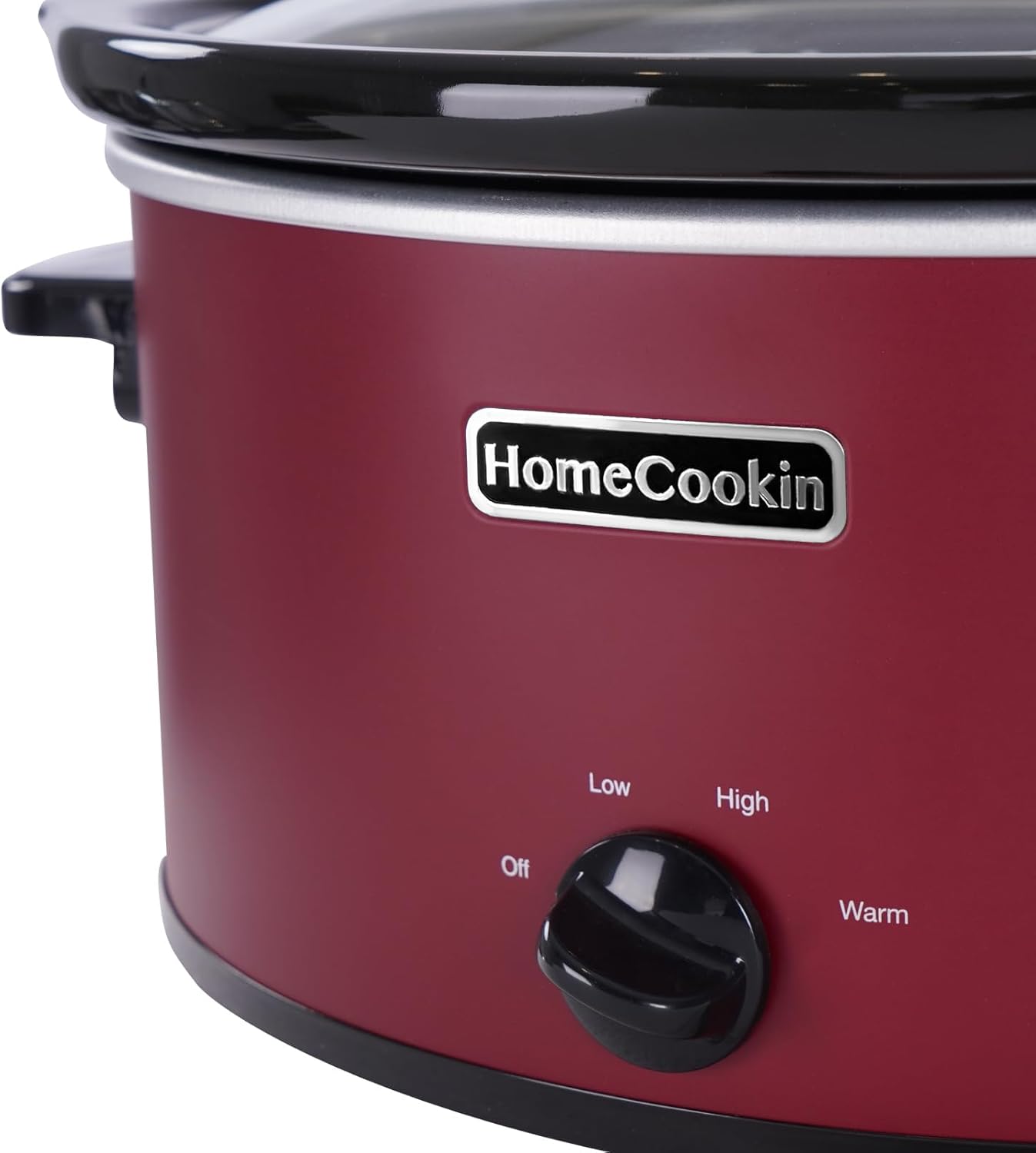 HOMECOOKIN 7 Quart Slow Cooker Oval Manual Pot Food Warmer with 3 Cooking Settings, Red Stainless Steel