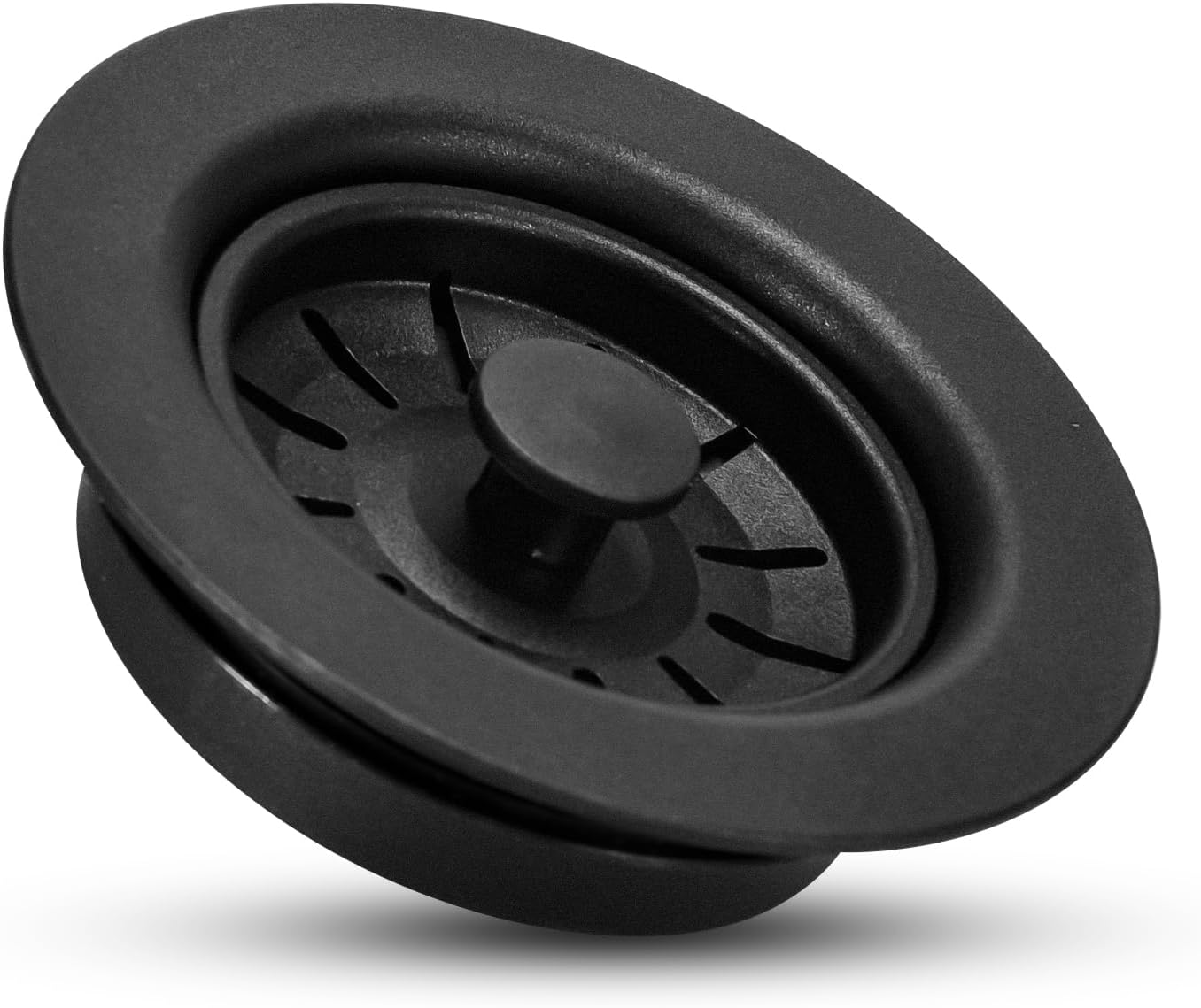 BOTEMY Garbage Disposal Strainer and Stopper with Decorative Flange - Fits Universal 3.5 Inch Standard Drain Hole, Removable Sink Drain Strainer and Stopper, Durable ABS Material (Black)