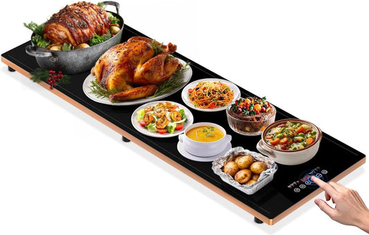 Electric Warming Tray (40''×12''), Adjustable Temperature, 10s Full Surface Heating, Smart Scheduling + Timer, Intelligent Digital Display, Food Warmer for Parties, Buffet, Home Use