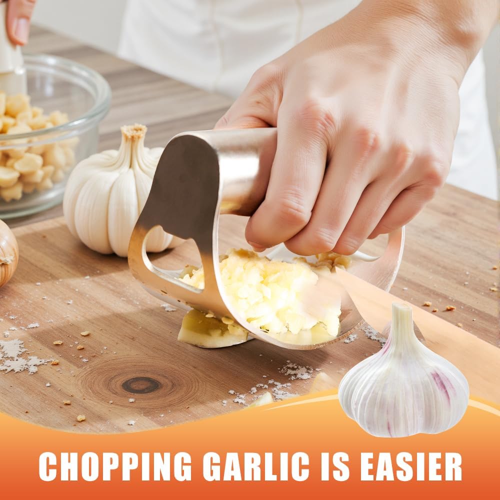 Stainless Steel Garlic Rocker,2025 New Stainless Steel Garlic Press,Garlic Press Rocker,Garlic Cutter (2)
